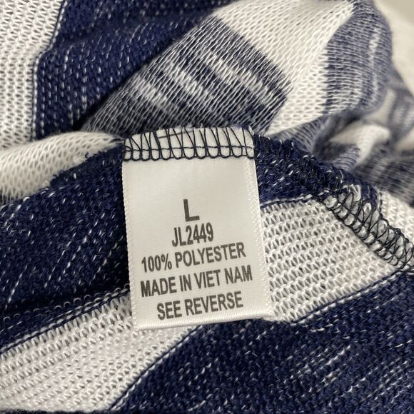 Ups & Down Women’s Duster Large Blue White Striped Long Cardigan Coastal Chic - Picture 4 of 9